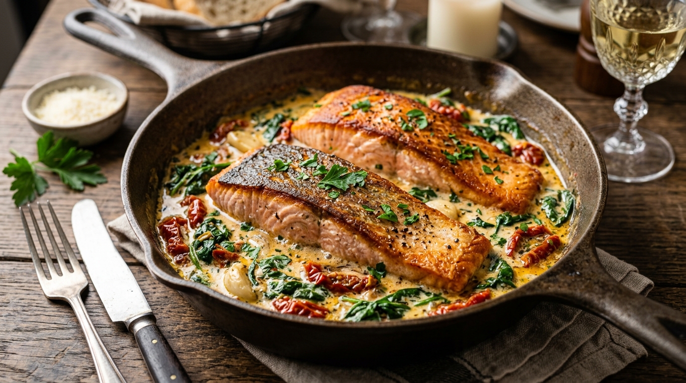 Creamy Garlic Butter Tuscan Salmon